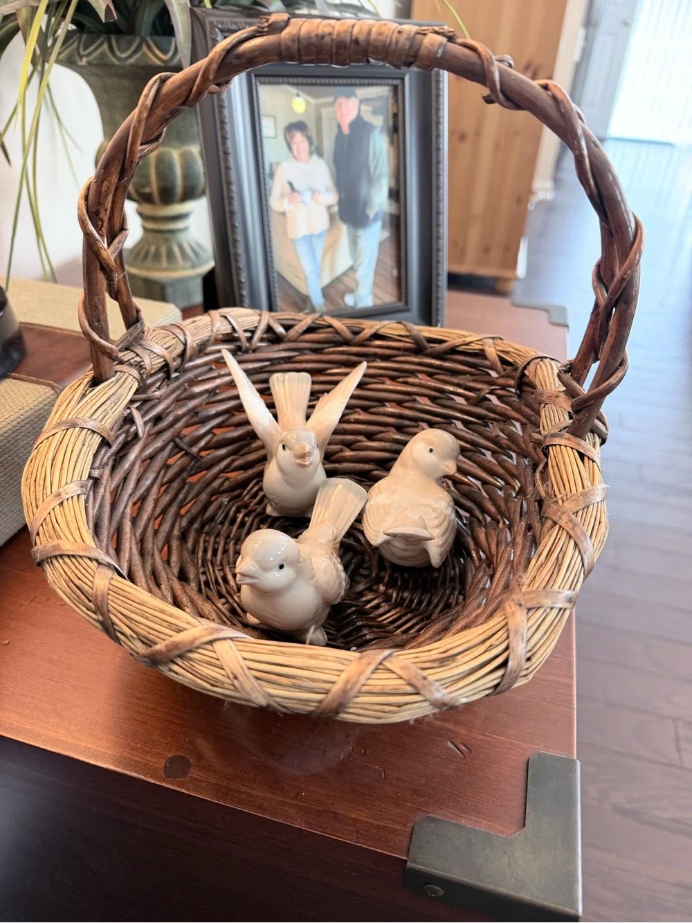Rustic Brown Woven Handle Basket - Home Accents